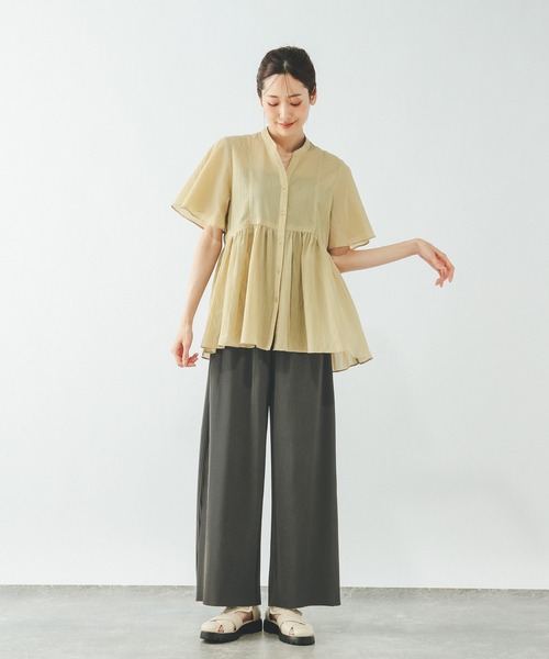 GLOBAL WORK（グローバルワーク）の「セルフカットプリーツパンツ/638599（その他パンツ・レディース・ブラック/ブラウン/オフホワイト/ダークグレー/ミント/ネイビー・LARGE/MEDIUM）」の15枚目の写真