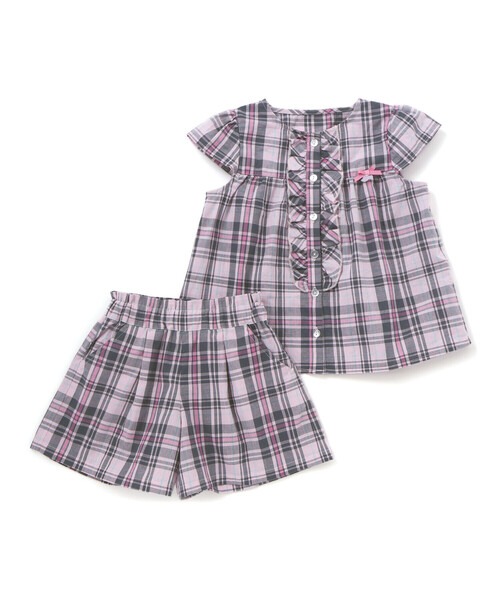 BeBe Petits Pois Vert（ベベプチポワヴェール）の「【店舗限定】チェックブラウス＋ショートパンツセットアップ(95～150㎝)（セットアップ・キッズ・ピンク系その他/ブルー系その他2・110cm/150cm/130cm/140cm/120cm/95cm/100cm）」の20枚目の写真