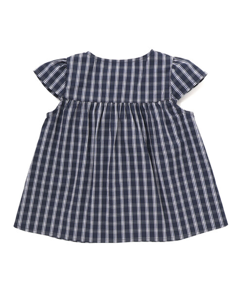 BeBe Petits Pois Vert（ベベプチポワヴェール）の「【店舗限定】チェックブラウス＋ショートパンツセットアップ(95～150㎝)（セットアップ・キッズ・ピンク系その他/ブルー系その他2・110cm/150cm/130cm/140cm/120cm/95cm/100cm）」の3枚目の写真