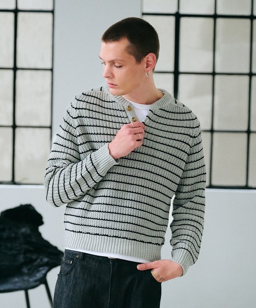 Regen Glanz(レーゲングランツ)の「henley neck design knit / ヘンリーネックデザインニット(ニット/セーター・メンズ・グレー/ネイビー・LARGE/MEDIUM/SMALL)」の10枚目の写真