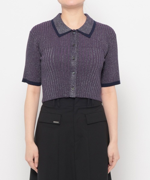 HARE（ハレ）の「ラメショートニットカーディガン(HARE)（カーディガン/ボレロ・レディース・パープル/ブラック・FREE）」の13枚目の写真