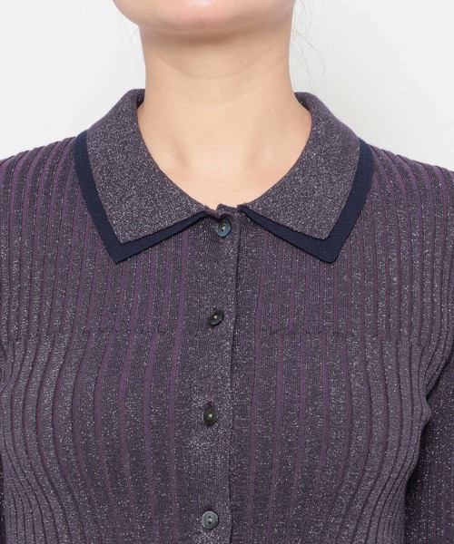 HARE（ハレ）の「ラメショートニットカーディガン(HARE)（カーディガン/ボレロ・レディース・パープル/ブラック・FREE）」の16枚目の写真