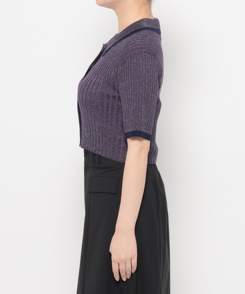 HARE（ハレ）の「ラメショートニットカーディガン(HARE)（カーディガン/ボレロ・レディース・パープル/ブラック・FREE）」の14枚目の写真