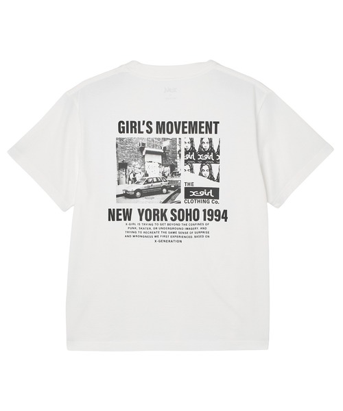 X-girl(エックスガール)の「X-girl HISTORY S/S TEE(Tシャツ/カットソー・レディース・ブラック/ホワイト・S/M/L)」の2枚目の写真