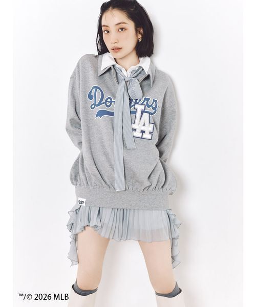 SNIDEL（スナイデル）の「【MLB】Sustainableハーフジップスウェット（スウェット・レディース・グレー/ピンク/グリーン・F）」の7枚目の写真