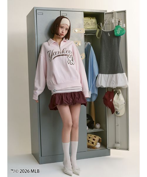 SNIDEL（スナイデル）の「【MLB】Sustainableハーフジップスウェット（スウェット・レディース・グレー/ピンク/グリーン・F）」の8枚目の写真