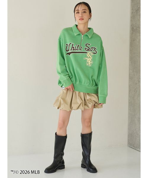 SNIDEL（スナイデル）の「【MLB】Sustainableハーフジップスウェット（スウェット・レディース・グレー/ピンク/グリーン・F）」の9枚目の写真