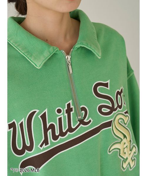 SNIDEL（スナイデル）の「【MLB】Sustainableハーフジップスウェット（スウェット・レディース・グレー/ピンク/グリーン・F）」の12枚目の写真