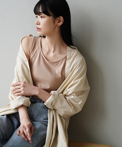 zootie（ズーティー）の「4サイズから選べる プチプラ ベーシック インナー［タンクトップ］（タンクトップ・レディース・ラベンダー/イエロー/ベージュ/カーキ/ライトブルー/ブルーグリーン/ブラック/杢グレー/マジェンタ/オフホワイト/モカ/チャコール/パープル/ネイビー/ライトグレー/ピンク・S/3L/M/LL/L）」の21枚目の写真