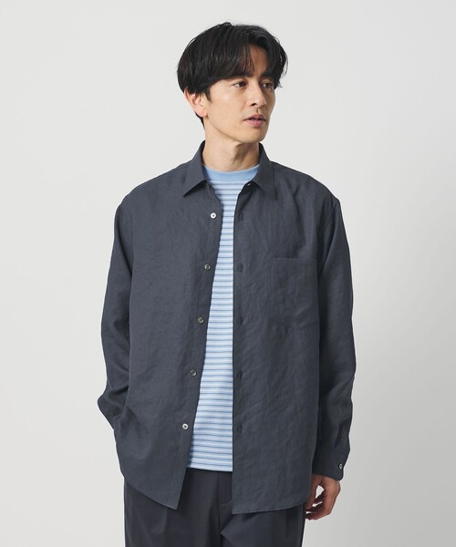 BEAUTY&YOUTH UNITED ARROWS(ビューティーアンドユースユナイテッドアローズ)の「ライト リネンタッチ レギュラー シャツ FORM TAPERD型(シャツ/ブラウス・メンズ・ダークグレー/コバルトブルー/ホワイト・L/S/XL/M)」の2枚目の写真