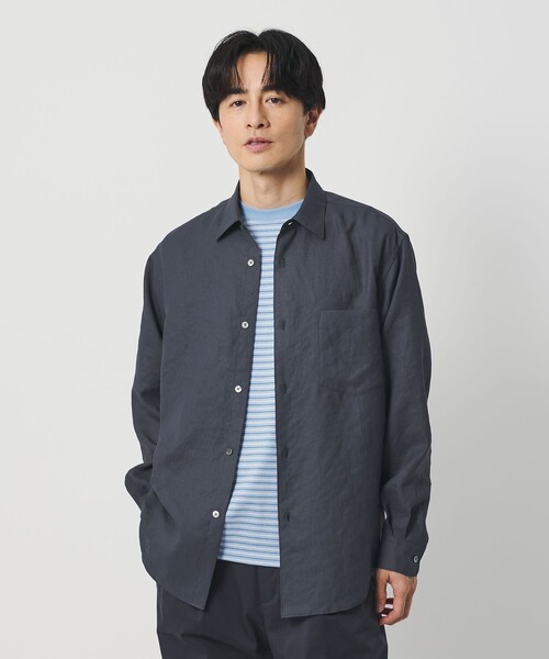 BEAUTY&YOUTH UNITED ARROWS(ビューティーアンドユースユナイテッドアローズ)の「ライト リネンタッチ レギュラー シャツ FORM TAPERD型(シャツ/ブラウス・メンズ・ダークグレー/コバルトブルー/ホワイト・L/S/XL/M)」の4枚目の写真