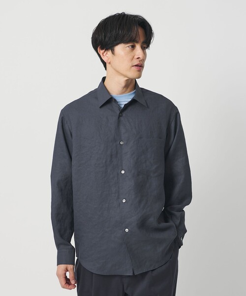 BEAUTY&YOUTH UNITED ARROWS(ビューティーアンドユースユナイテッドアローズ)の「ライト リネンタッチ レギュラー シャツ FORM TAPERD型(シャツ/ブラウス・メンズ・ダークグレー/コバルトブルー/ホワイト・L/S/XL/M)」の6枚目の写真