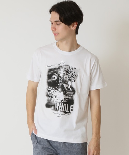 ARCADE（アーケード）の「グラフィック フォトプリント半袖Tシャツ　PRIMAL POINT（Tシャツ/カットソー・メンズ・ブラック系1/ブラック系3/ホワイト系1/ホワイト系2/ホワイト系3/ブラック系2/杢グレー/ベージュ系3/パープル系2・M/L/LL）」の4枚目の写真
