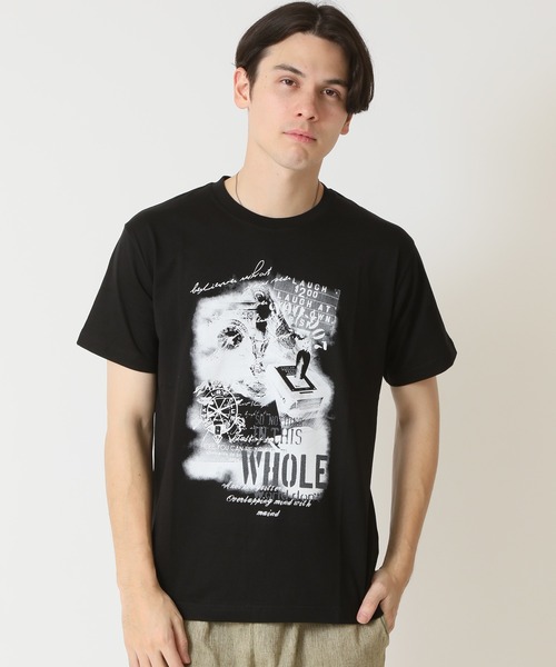 ARCADE（アーケード）の「グラフィック フォトプリント半袖Tシャツ　PRIMAL POINT（Tシャツ/カットソー・メンズ・ブラック系1/ブラック系3/ホワイト系1/ホワイト系2/ホワイト系3/ブラック系2/杢グレー/ベージュ系3/パープル系2・M/L/LL）」の7枚目の写真