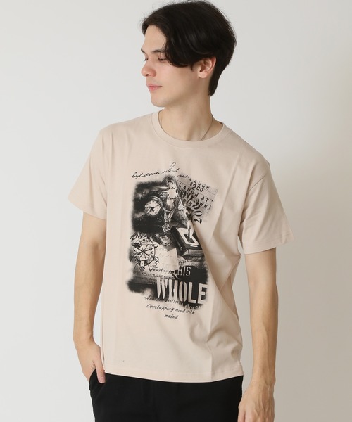 ARCADE（アーケード）の「グラフィック フォトプリント半袖Tシャツ　PRIMAL POINT（Tシャツ/カットソー・メンズ・ブラック系1/ブラック系3/ホワイト系1/ホワイト系2/ホワイト系3/ブラック系2/杢グレー/ベージュ系3/パープル系2・M/L/LL）」の8枚目の写真