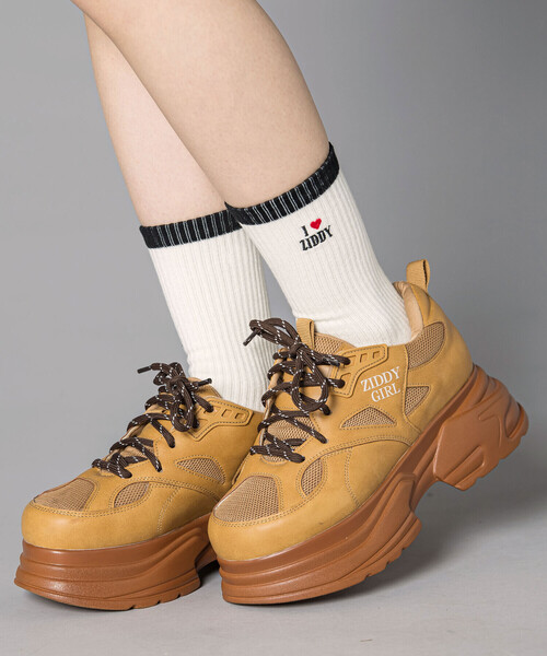 ZIDDY（ジディ）の「【日本製】ハートロゴ刺しゅうソックス(19~24cm)（ソックス/靴下・キッズ・ブラック/オフホワイト・24.0cm/21.0cm）」の10枚目の写真