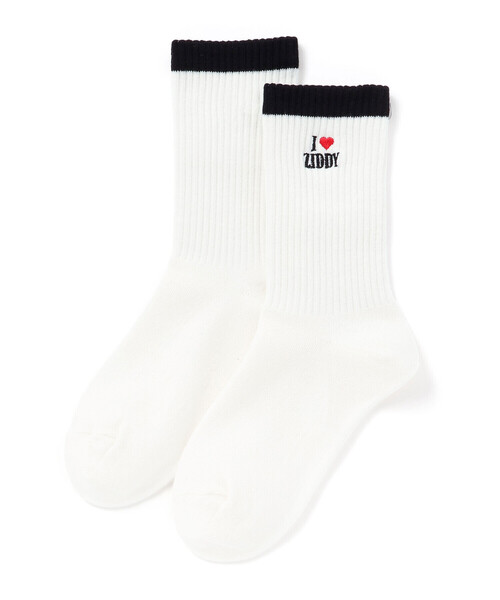 ZIDDY（ジディ）の「【日本製】ハートロゴ刺しゅうソックス(19~24cm)（ソックス/靴下・キッズ・ブラック/オフホワイト・24.0cm/21.0cm）」の7枚目の写真