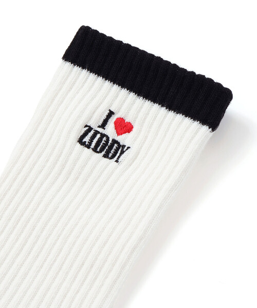 ZIDDY（ジディ）の「【日本製】ハートロゴ刺しゅうソックス(19~24cm)（ソックス/靴下・キッズ・ブラック/オフホワイト・24.0cm/21.0cm）」の6枚目の写真