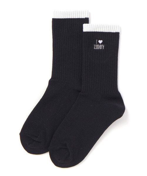 ZIDDY（ジディ）の「【日本製】ハートロゴ刺しゅうソックス(19~24cm)（ソックス/靴下・キッズ・ブラック/オフホワイト・24.0cm/21.0cm）」の5枚目の写真
