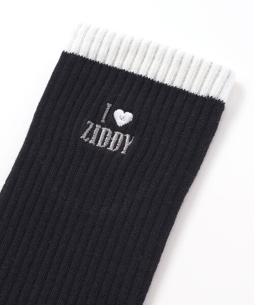ZIDDY（ジディ）の「【日本製】ハートロゴ刺しゅうソックス(19~24cm)（ソックス/靴下・キッズ・ブラック/オフホワイト・24.0cm/21.0cm）」の4枚目の写真