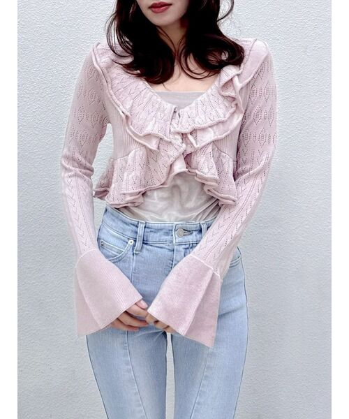 dazzlin（ダズリン）の「ペプラムフリルリボンカーデ（カーディガン/ボレロ・レディース・オフホワイト/ピンク/ブラック・FREE）」の3枚目の写真