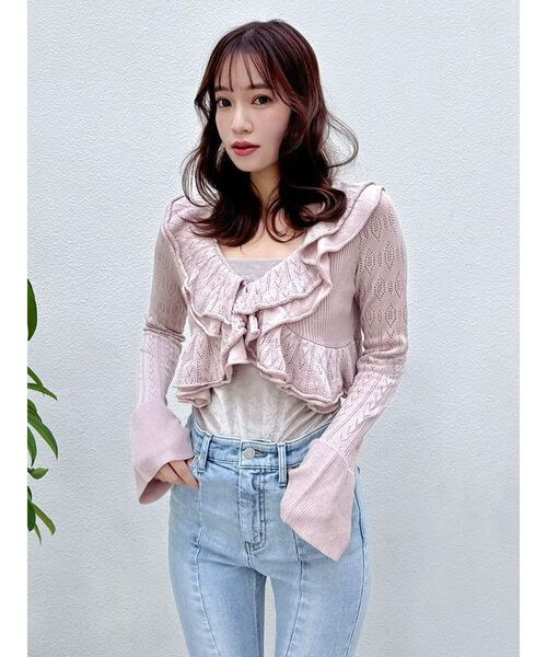 dazzlin（ダズリン）の「ペプラムフリルリボンカーデ（カーディガン/ボレロ・レディース・オフホワイト/ピンク/ブラック・FREE）」の6枚目の写真