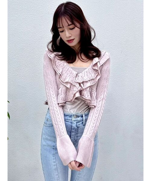 dazzlin（ダズリン）の「ペプラムフリルリボンカーデ（カーディガン/ボレロ・レディース・オフホワイト/ピンク/ブラック・FREE）」の7枚目の写真