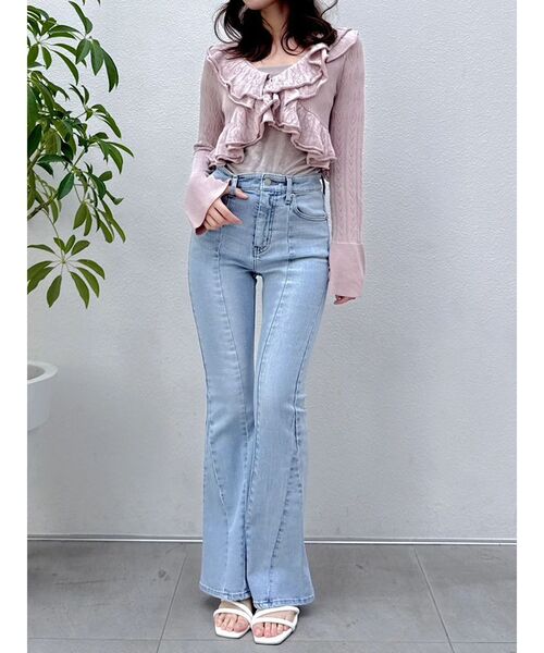 dazzlin（ダズリン）の「ペプラムフリルリボンカーデ（カーディガン/ボレロ・レディース・オフホワイト/ピンク/ブラック・FREE）」の9枚目の写真