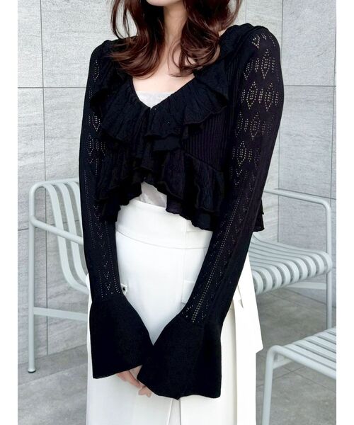 dazzlin（ダズリン）の「ペプラムフリルリボンカーデ（カーディガン/ボレロ・レディース・オフホワイト/ピンク/ブラック・FREE）」の12枚目の写真