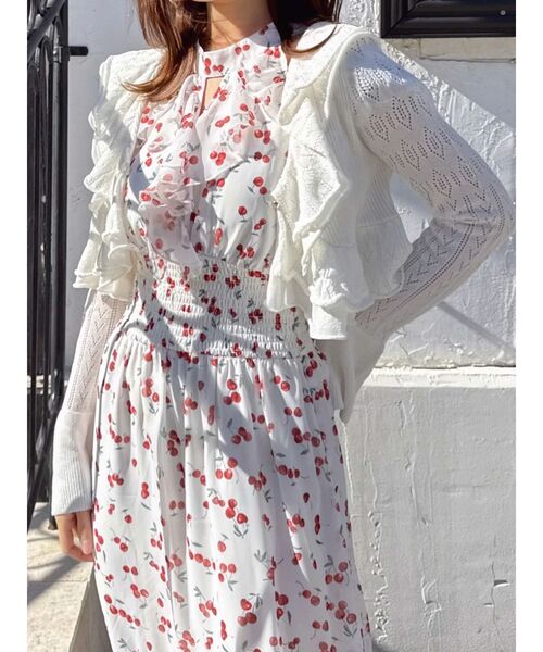 dazzlin（ダズリン）の「ペプラムフリルリボンカーデ（カーディガン/ボレロ・レディース・オフホワイト/ピンク/ブラック・FREE）」の19枚目の写真