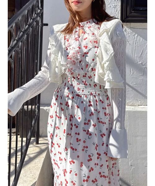 dazzlin（ダズリン）の「ペプラムフリルリボンカーデ（カーディガン/ボレロ・レディース・オフホワイト/ピンク/ブラック・FREE）」の20枚目の写真