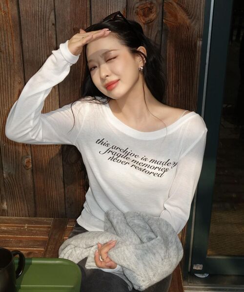 ALKI ALKA(アルキアルカ)の「Sheer Long Sleeve (Ivory)(Tシャツ/カットソー・レディース・アイボリー・MEDIUM/SMALL)」の9枚目の写真