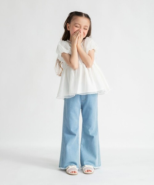 BRANSHES(ブランシェス)の「【プチレディ】オーガンジーパフスリーブトップス(シャツ/ブラウス・キッズ・アイボリー/ラベンダー・150/120/130/140/110/100)」の5枚目の写真