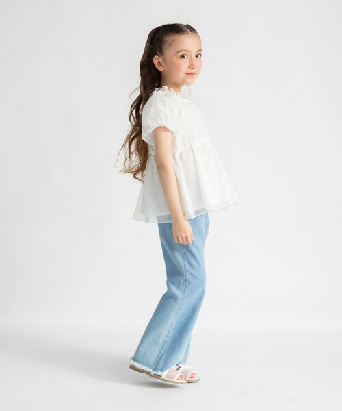 BRANSHES(ブランシェス)の「【プチレディ】オーガンジーパフスリーブトップス(シャツ/ブラウス・キッズ・アイボリー/ラベンダー・150/120/130/140/110/100)」の6枚目の写真