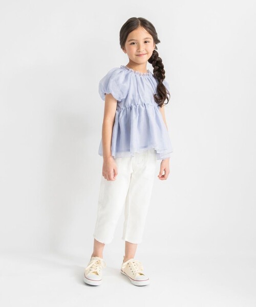 BRANSHES(ブランシェス)の「【プチレディ】オーガンジーパフスリーブトップス(シャツ/ブラウス・キッズ・アイボリー/ラベンダー・150/120/130/140/110/100)」の8枚目の写真