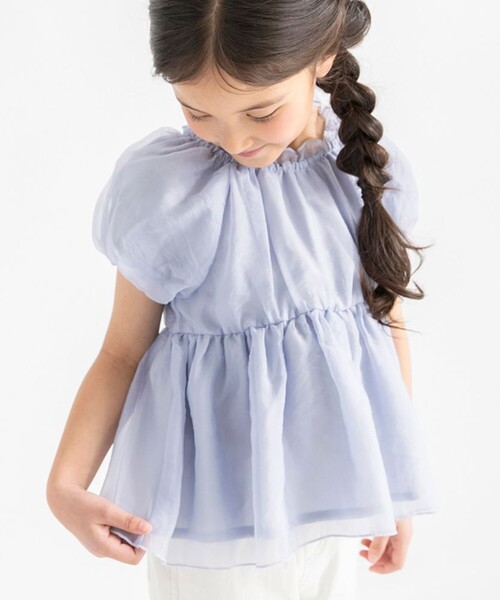 BRANSHES(ブランシェス)の「【プチレディ】オーガンジーパフスリーブトップス(シャツ/ブラウス・キッズ・アイボリー/ラベンダー・150/120/130/140/110/100)」の12枚目の写真