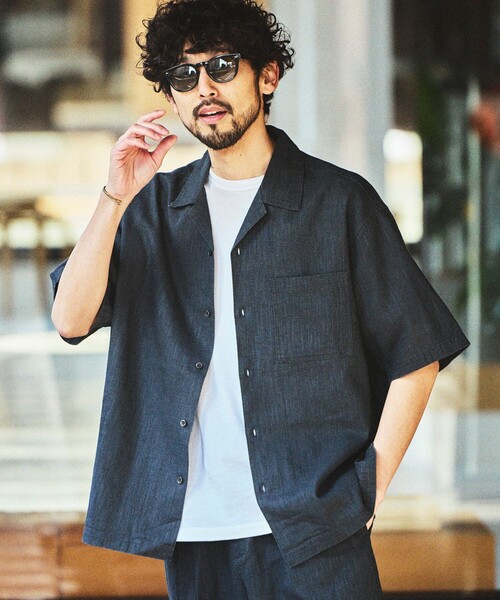FREAK'S STORE(フリークスストア)の「LINEN COTTON OPEN COLLAR SS SHIRT/リネンコットン オープンカラーショートスリーブ シャツ【セットアップ対応】(シャツ/ブラウス・メンズ・ホワイト/ブラウン/ダークブラウン/ベージュ/チャコールグレー/ブラック/ネイビー/オフホワイト・MEDIUM/LARGE)」の15枚目の写真