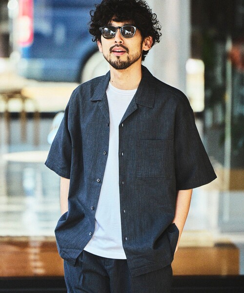 FREAK'S STORE(フリークスストア)の「LINEN COTTON OPEN COLLAR SS SHIRT/リネンコットン オープンカラーショートスリーブ シャツ【セットアップ対応】(シャツ/ブラウス・メンズ・ホワイト/ブラウン/ダークブラウン/ベージュ/チャコールグレー/ブラック/ネイビー/オフホワイト・MEDIUM/LARGE)」の16枚目の写真