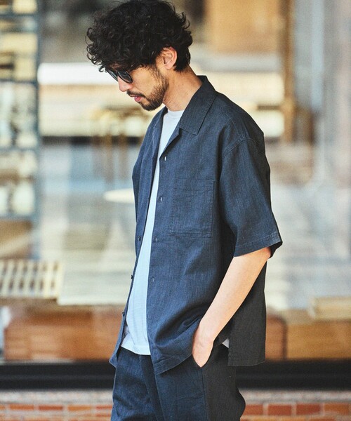 FREAK'S STORE(フリークスストア)の「LINEN COTTON OPEN COLLAR SS SHIRT/リネンコットン オープンカラーショートスリーブ シャツ【セットアップ対応】(シャツ/ブラウス・メンズ・ホワイト/ブラウン/ダークブラウン/ベージュ/チャコールグレー/ブラック/ネイビー/オフホワイト・MEDIUM/LARGE)」の17枚目の写真