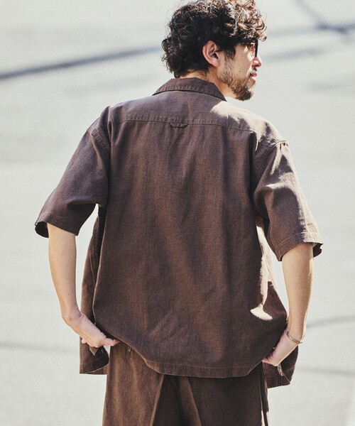 FREAK'S STORE(フリークスストア)の「LINEN COTTON OPEN COLLAR SS SHIRT/リネンコットン オープンカラーショートスリーブ シャツ【セットアップ対応】(シャツ/ブラウス・メンズ・ホワイト/ブラウン/ダークブラウン/ベージュ/チャコールグレー/ブラック/ネイビー/オフホワイト・MEDIUM/LARGE)」の21枚目の写真
