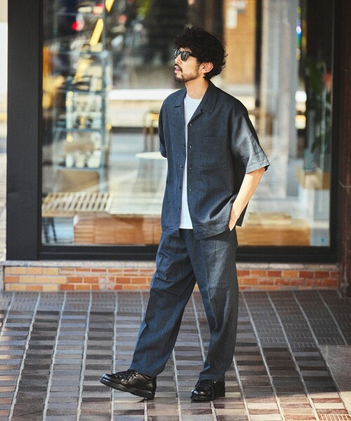 FREAK'S STORE(フリークスストア)の「LINEN COTTON OPEN COLLAR SS SHIRT/リネンコットン オープンカラーショートスリーブ シャツ【セットアップ対応】(シャツ/ブラウス・メンズ・ホワイト/ブラウン/ダークブラウン/ベージュ/チャコールグレー/ブラック/ネイビー/オフホワイト・MEDIUM/LARGE)」の22枚目の写真