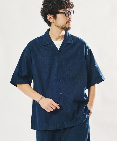 FREAK'S STORE(フリークスストア)の「LINEN COTTON OPEN COLLAR SS SHIRT/リネンコットン オープンカラーショートスリーブ シャツ【セットアップ対応】(シャツ/ブラウス・メンズ・ホワイト/ブラウン/ダークブラウン/ベージュ/チャコールグレー/ブラック/ネイビー/オフホワイト・MEDIUM/LARGE)」の8枚目の写真