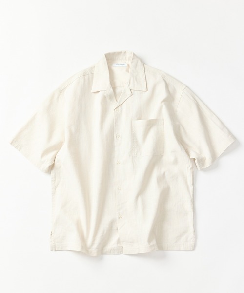 FREAK'S STORE(フリークスストア)の「LINEN COTTON OPEN COLLAR SS SHIRT/リネンコットン オープンカラーショートスリーブ シャツ【セットアップ対応】(シャツ/ブラウス・メンズ・ホワイト/ブラウン/ダークブラウン/ベージュ/チャコールグレー/ブラック/ネイビー/オフホワイト・MEDIUM/LARGE)」の3枚目の写真