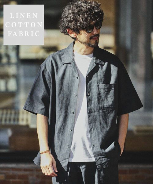 FREAK'S STORE(フリークスストア)の「LINEN COTTON OPEN COLLAR SS SHIRT/リネンコットン オープンカラーショートスリーブ シャツ【セットアップ対応】(シャツ/ブラウス・メンズ・ホワイト/ブラウン/ダークブラウン/ベージュ/チャコールグレー/ブラック/ネイビー/オフホワイト・MEDIUM/LARGE)」の13枚目の写真