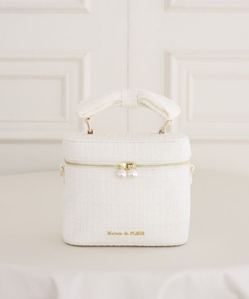 Maison de FLEUR（メゾンドフルール）の「ツイードキューブショルダーバッグ（ショルダーバッグ・レディース・アイボリー/ピンク/ブラック・FREE）」の2枚目の写真