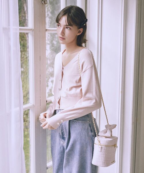 Maison de FLEUR（メゾンドフルール）の「ツイードキューブショルダーバッグ（ショルダーバッグ・レディース・アイボリー/ピンク/ブラック・FREE）」の10枚目の写真