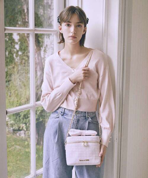 Maison de FLEUR（メゾンドフルール）の「ツイードキューブショルダーバッグ（ショルダーバッグ・レディース・アイボリー/ピンク/ブラック・FREE）」の11枚目の写真