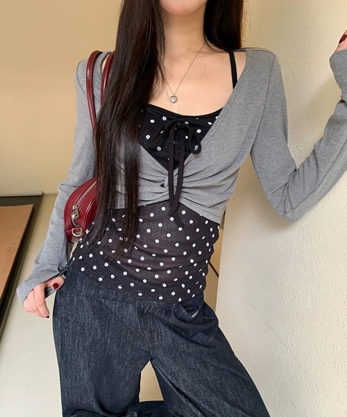 AsheKsha(アシクシャ)の「グレー×黒ドットトップス(Tシャツ/カットソー・レディース・グレー・M)」の15枚目の写真