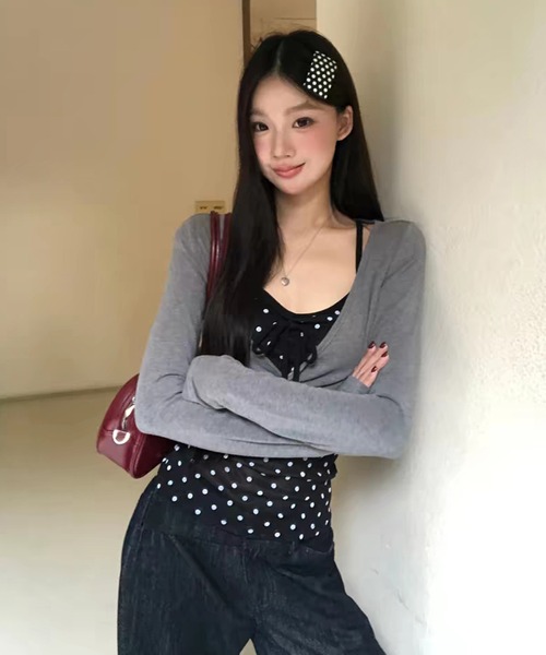 AsheKsha(アシクシャ)の「グレー×黒ドットトップス(Tシャツ/カットソー・レディース・グレー・M)」の16枚目の写真