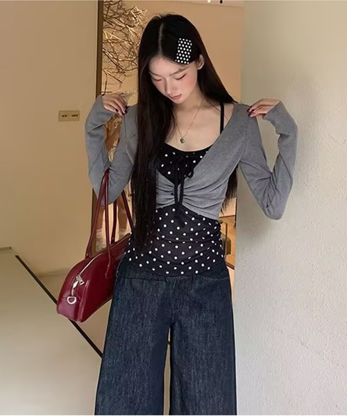 AsheKsha(アシクシャ)の「グレー×黒ドットトップス(Tシャツ/カットソー・レディース・グレー・M)」の17枚目の写真